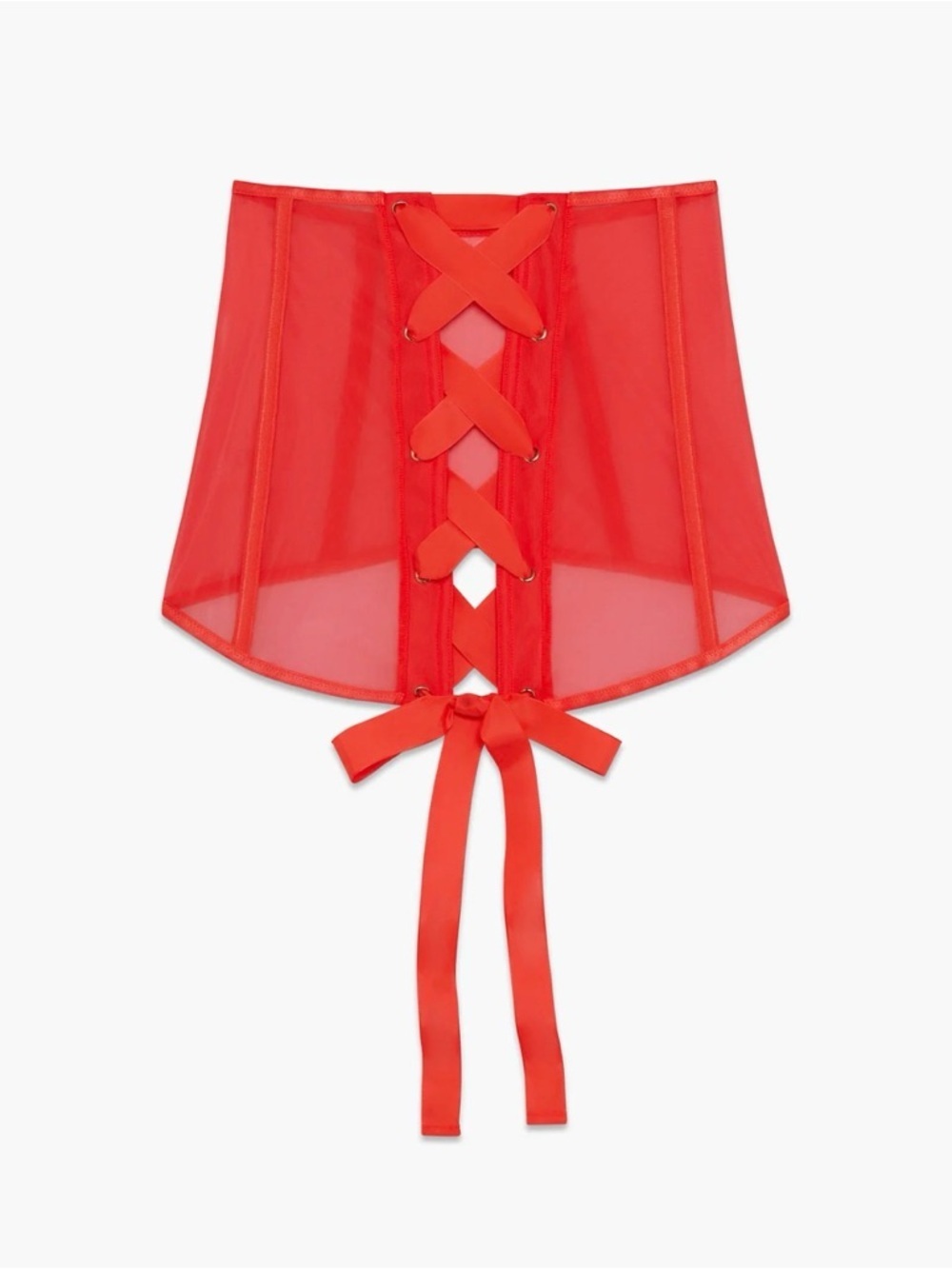 Savage X Fenty Red Pink Sheer Lace-Up Skirt
